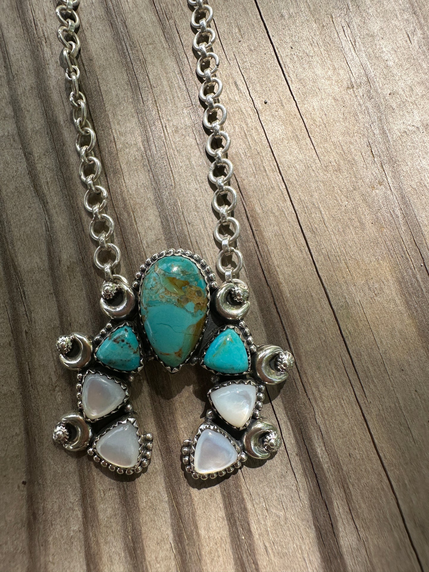 Mother of Pearl and Kingman Turquoise Necklace