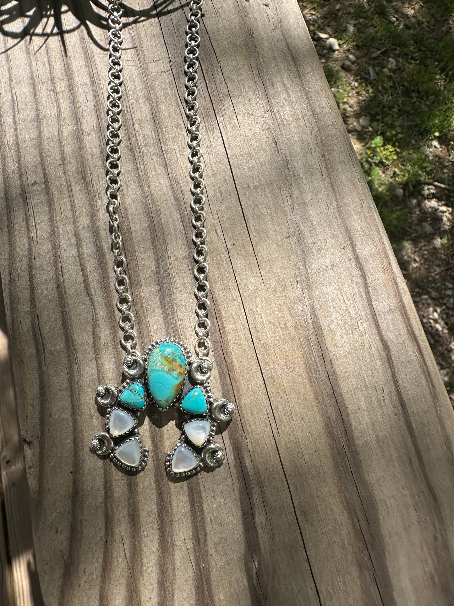 Mother of Pearl and Kingman Turquoise Necklace