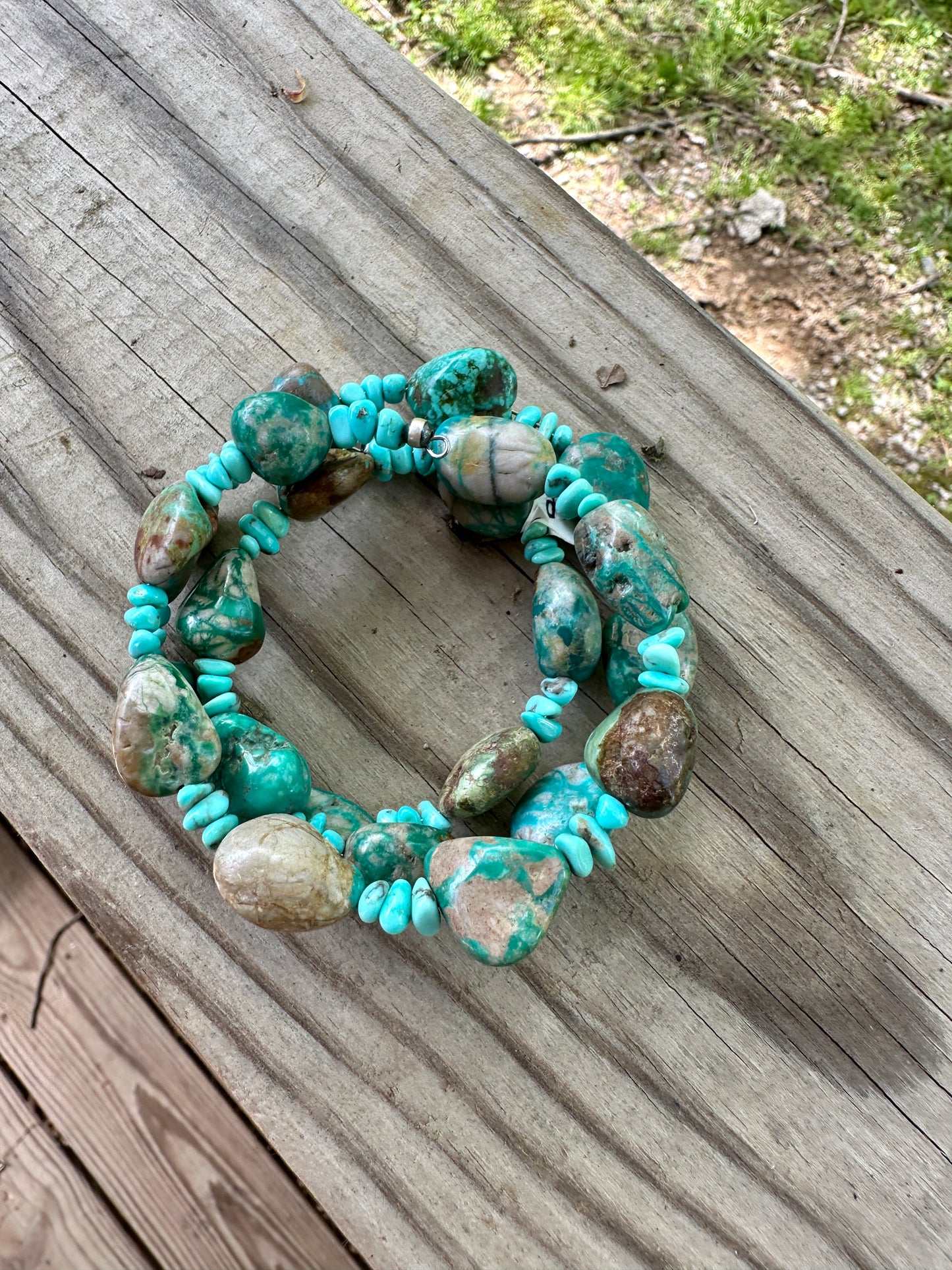 Turquoise Chunky Wire Wrap Bracelet