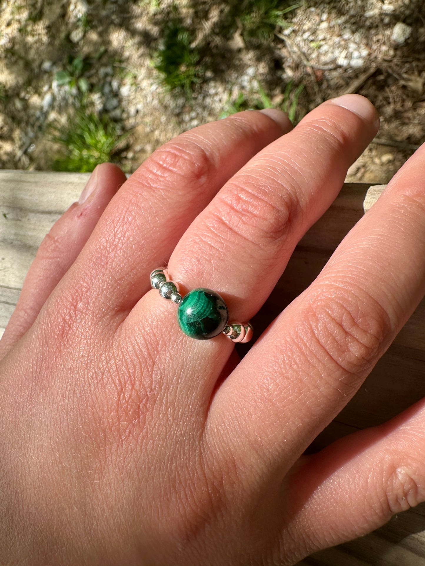 Sterling Silver Turquoise Stretchy Ring