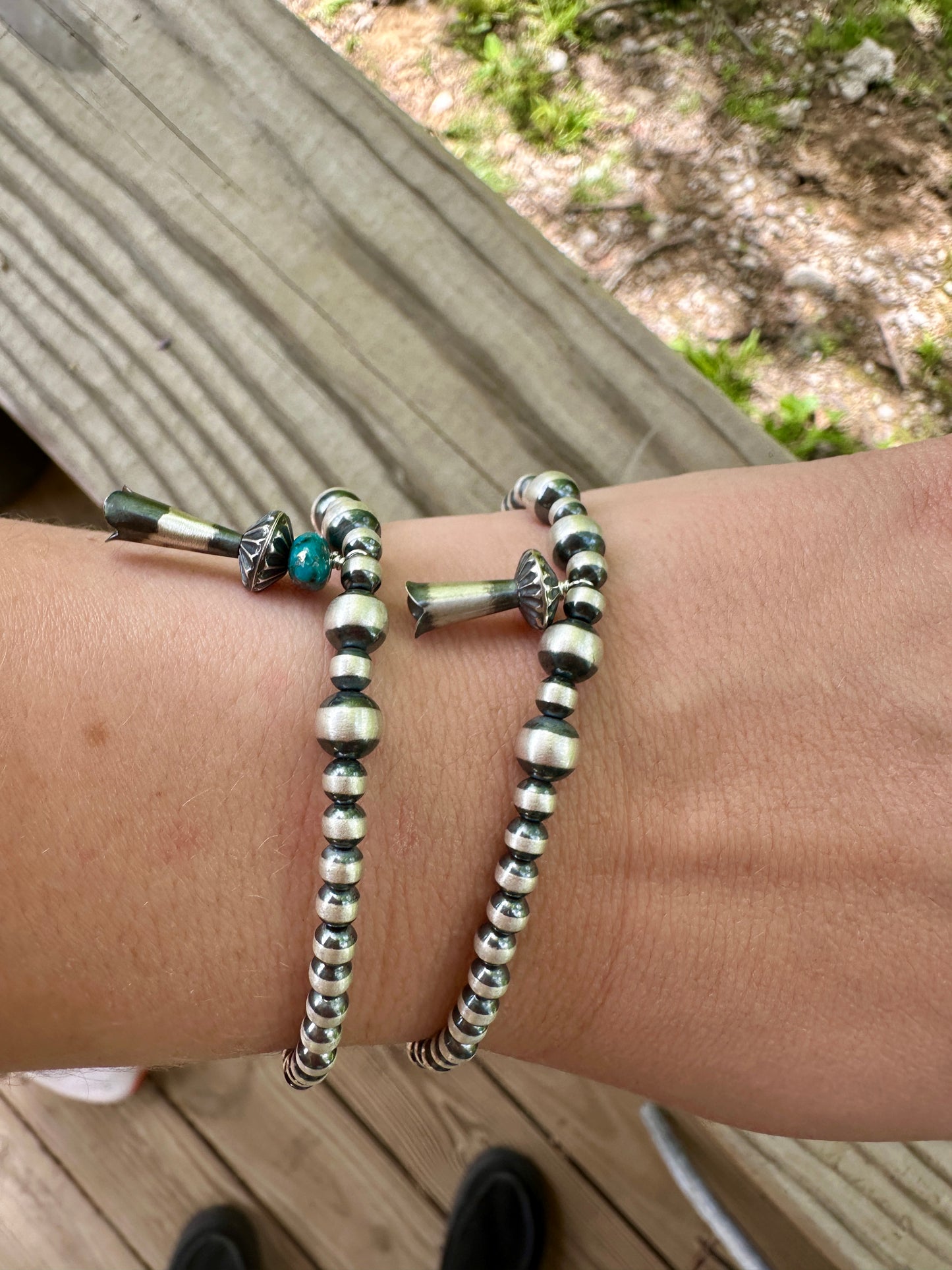 Sterling Silver Turquoise Blossom Bracelets Stretchy