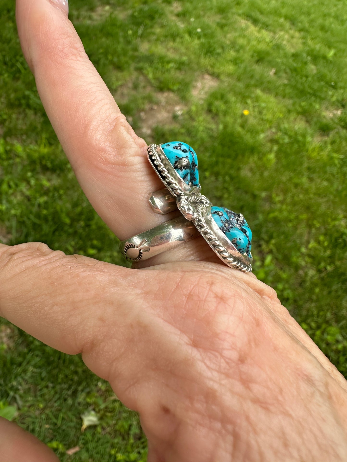 Kingman Turquoise Sterling Silver Small Nugget Ring
