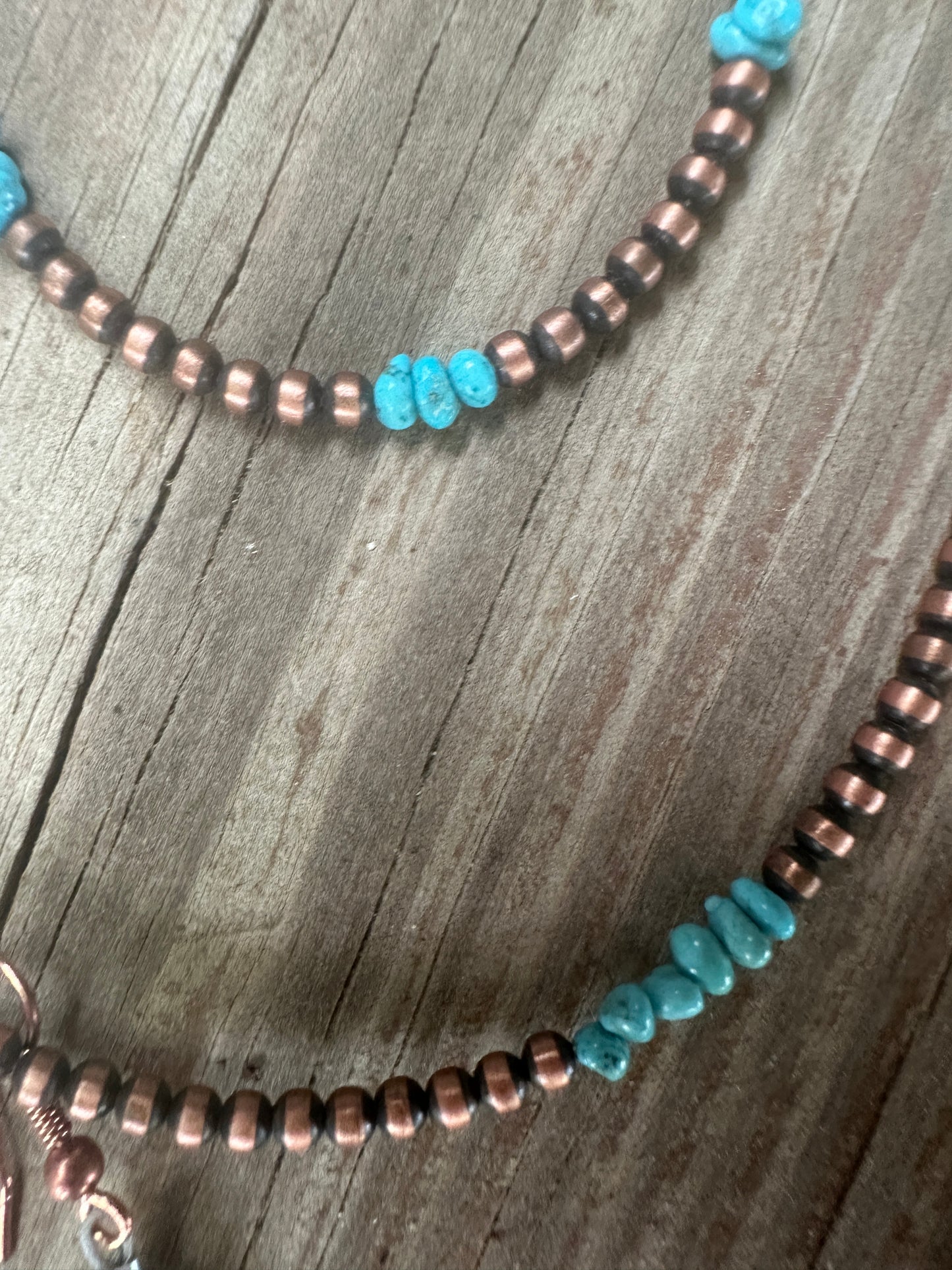 Copper turquoise pearl necklace