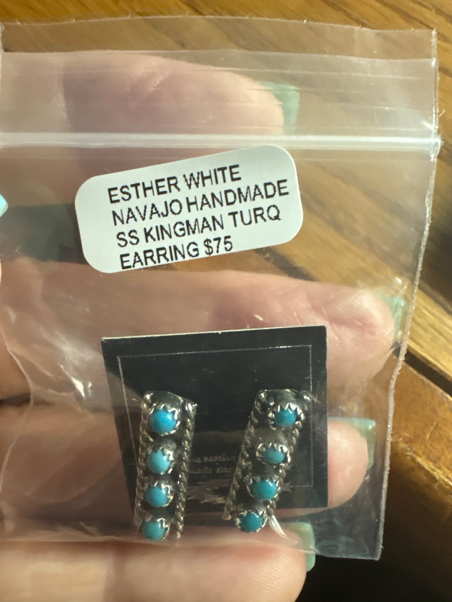 Authentic Navajo Sterling Silver Post Earrings by Esther White - Handmade Native American Jewelry