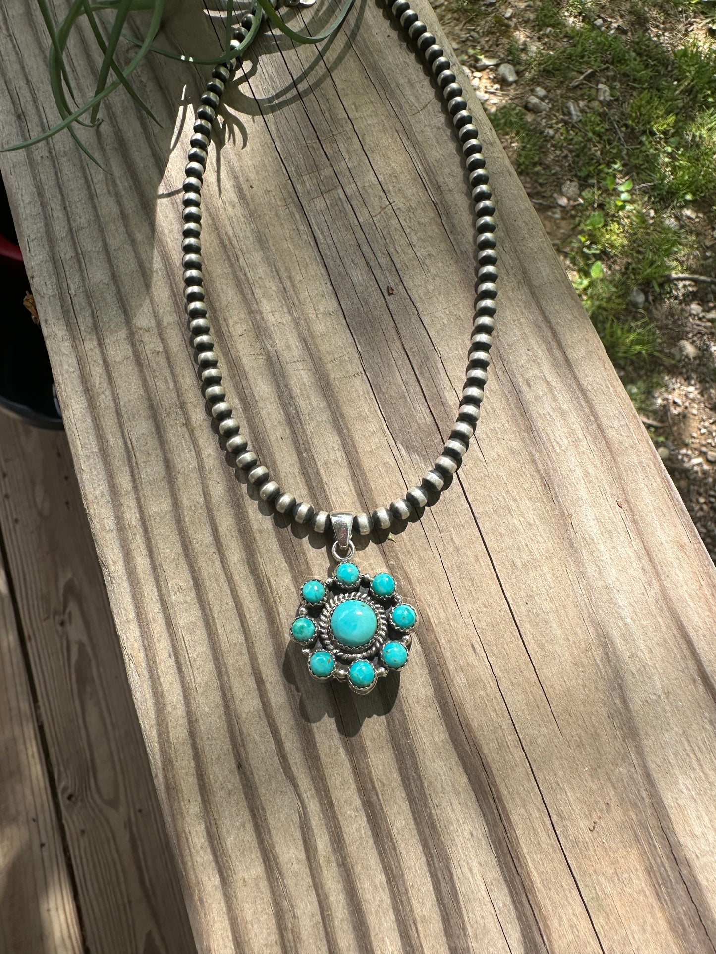 Black Onyx and Kingman Turquoise Dual Pendant