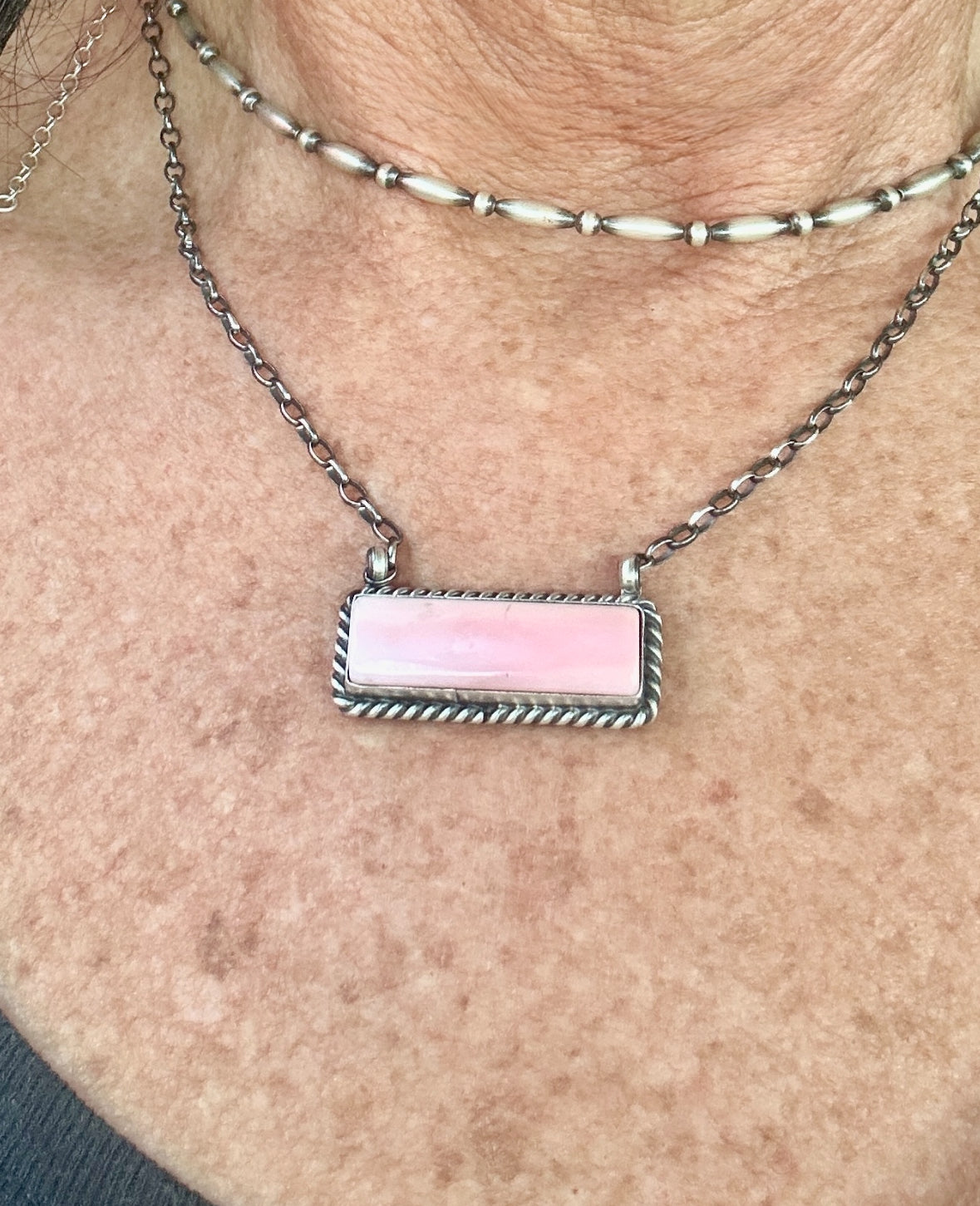 Pink Conch Bar Necklace
