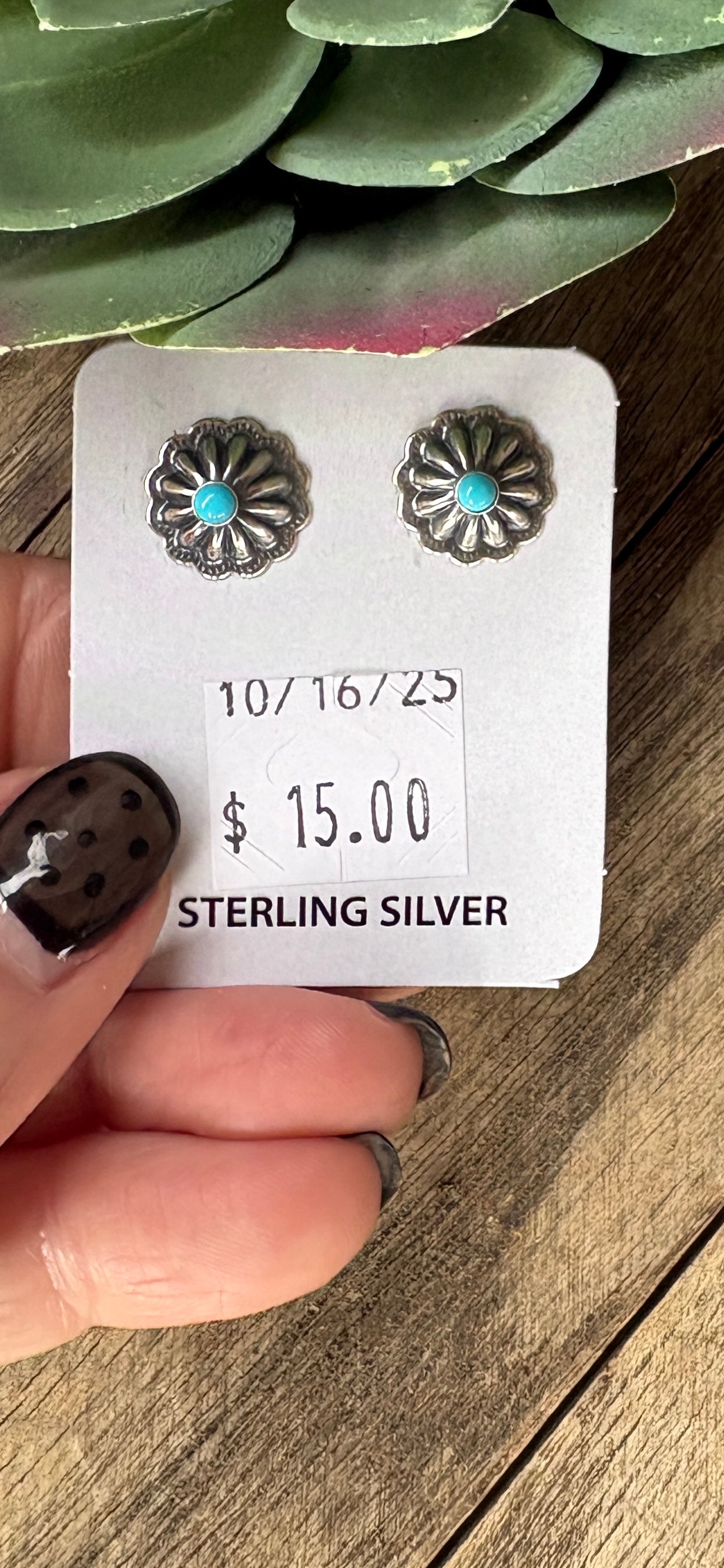 Smaller Sterling turquoise Kingman in center earrings