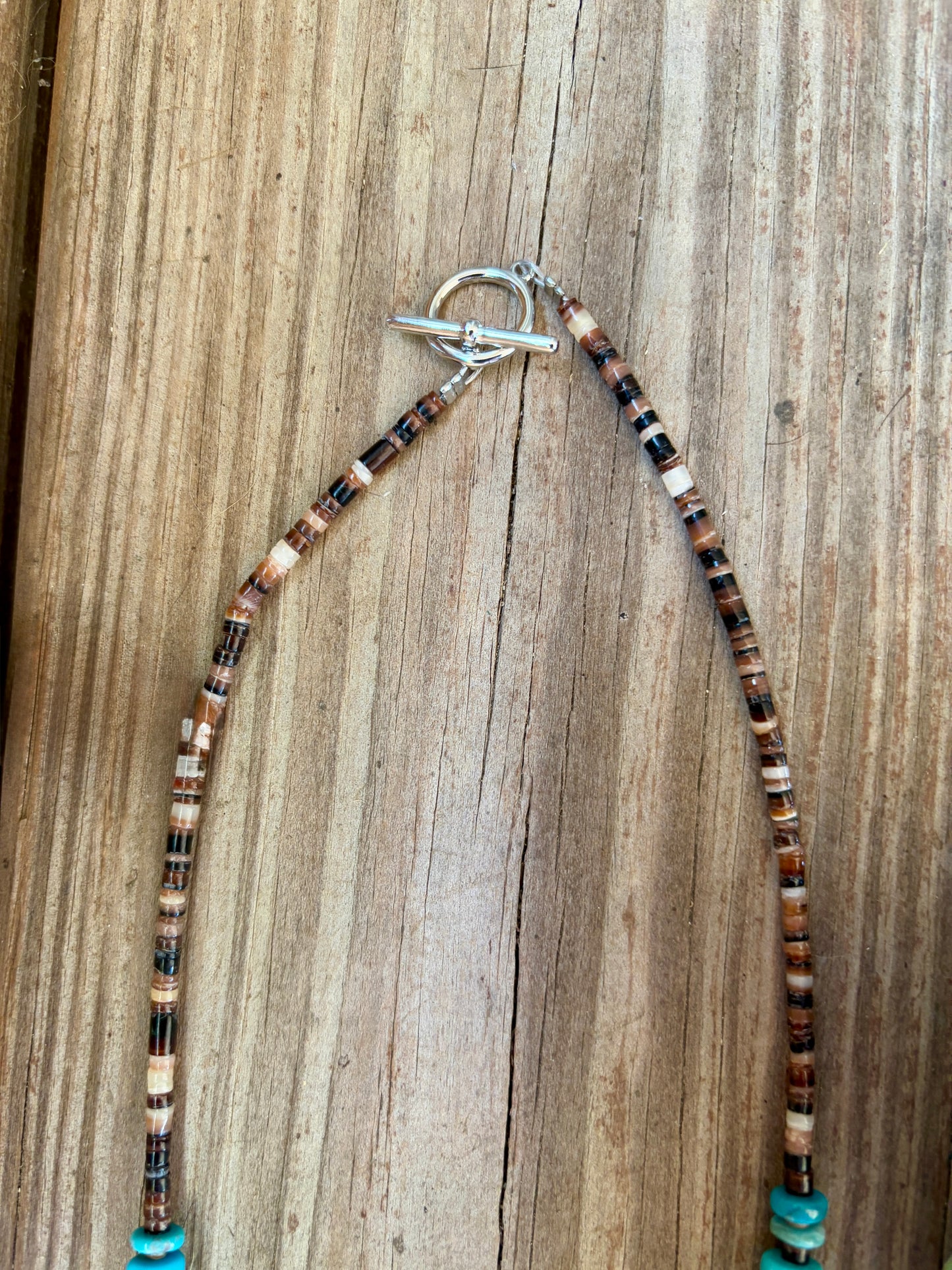 Shell & Turquoise Graduated Necklace 23"