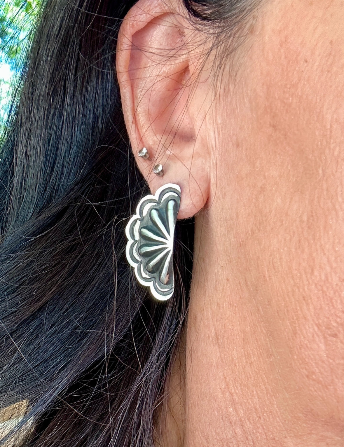 Leandra Tahe half concho stud earrings