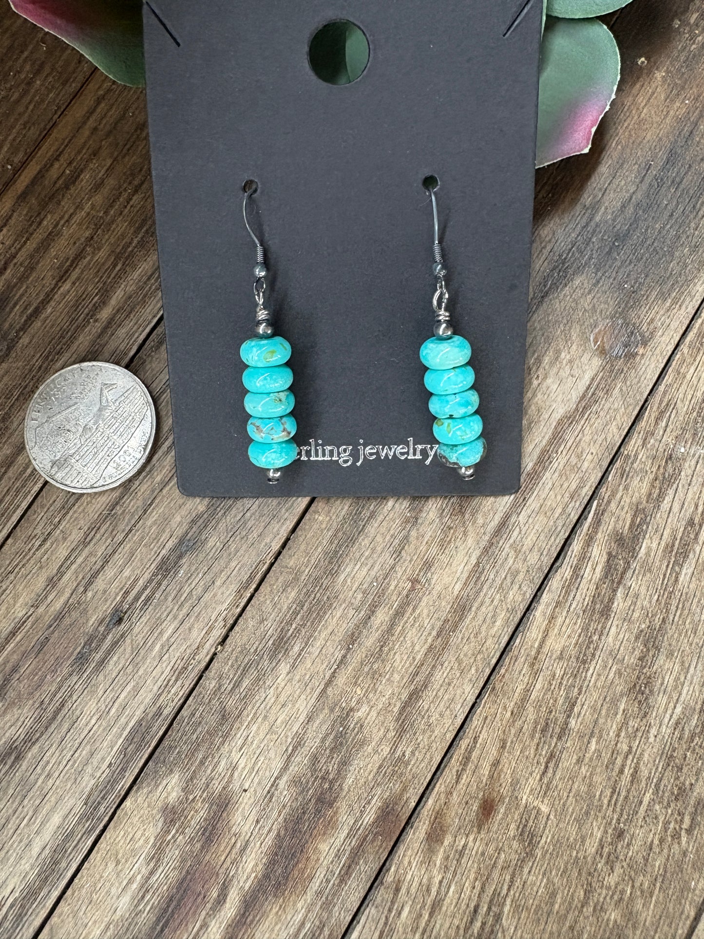 8 mm Rondelle Turquoise earrings simple light