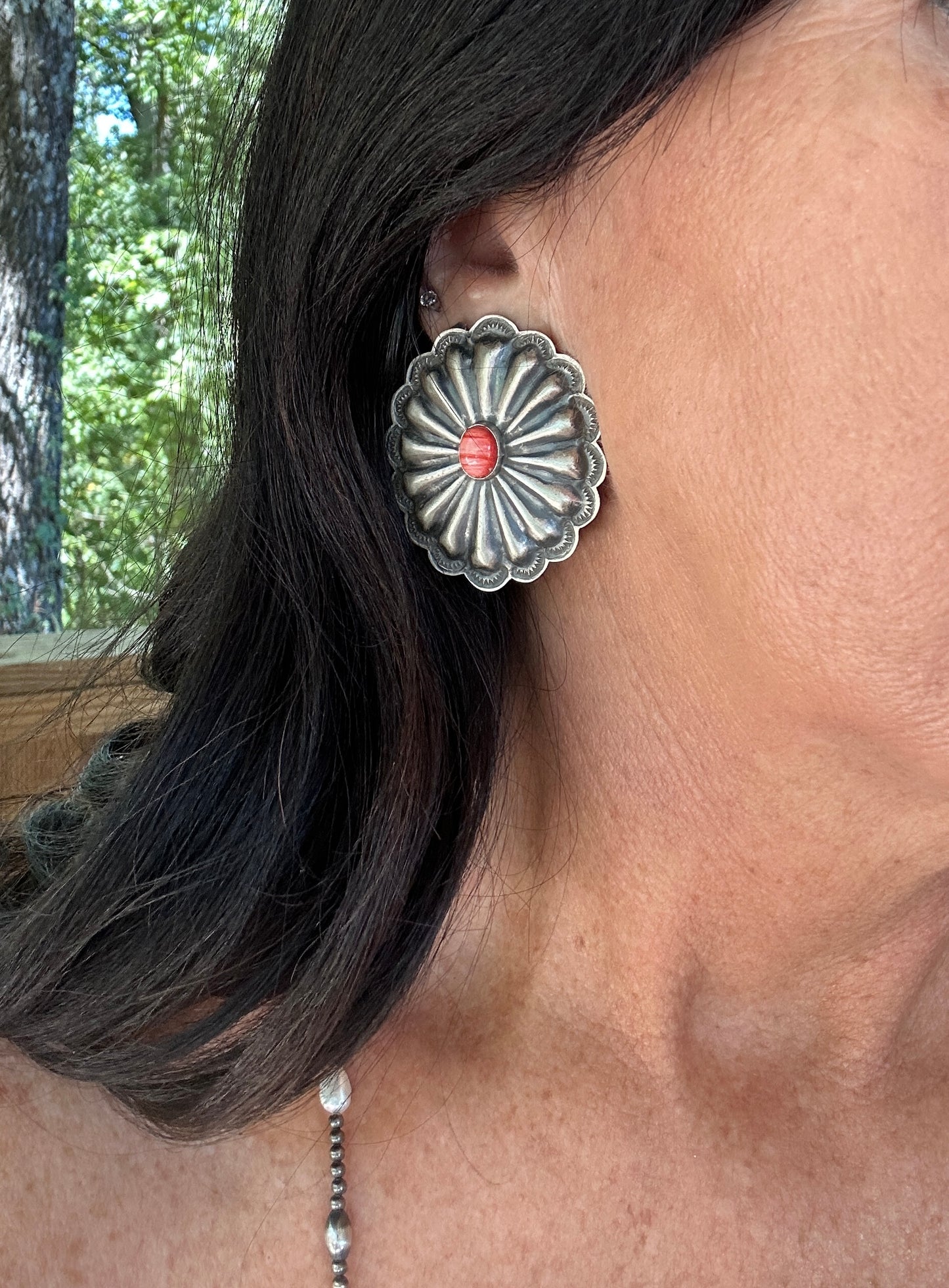 Large Native Concho Spiney Earrings