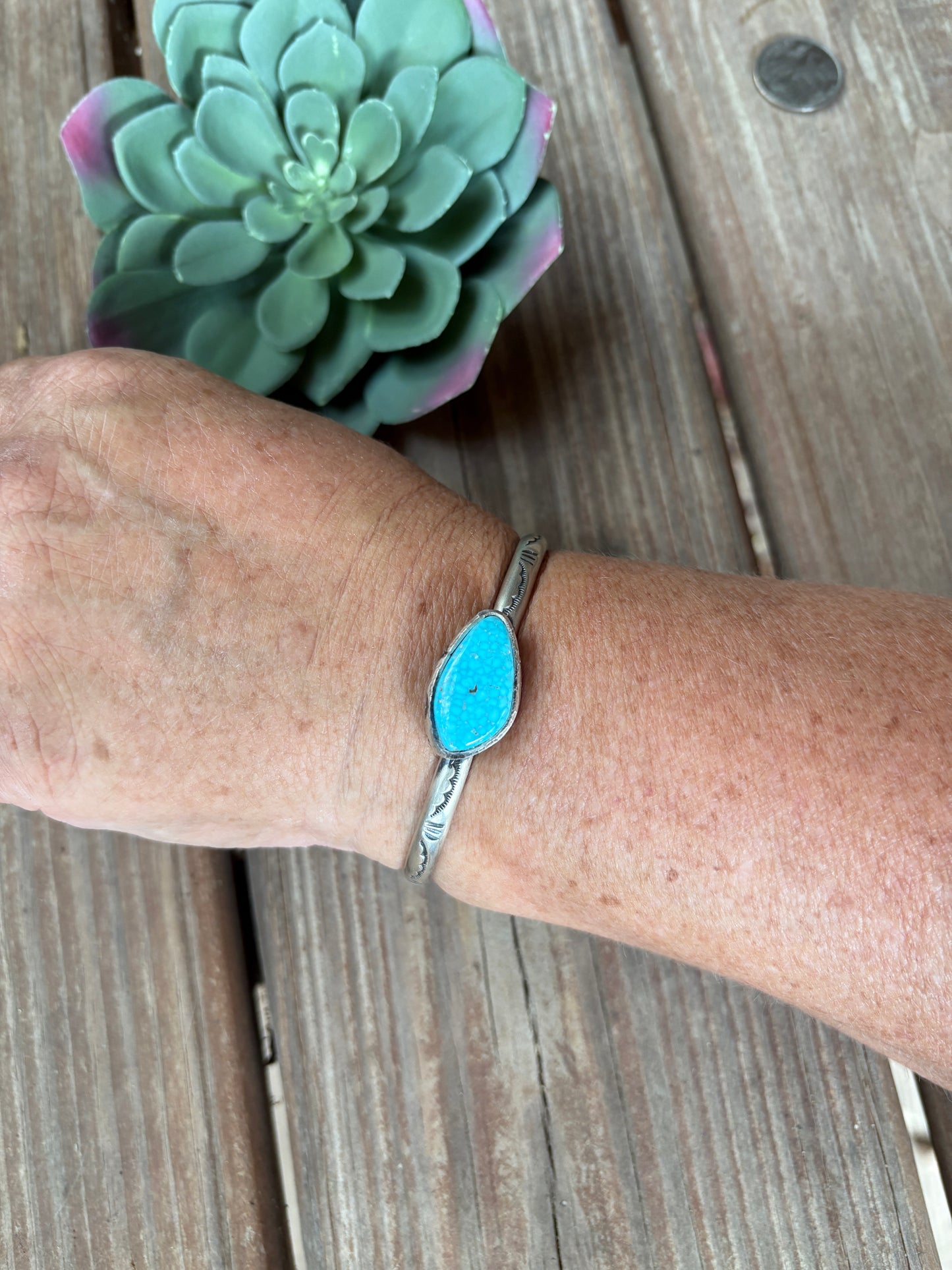 Kingman cuff made by Leroy James