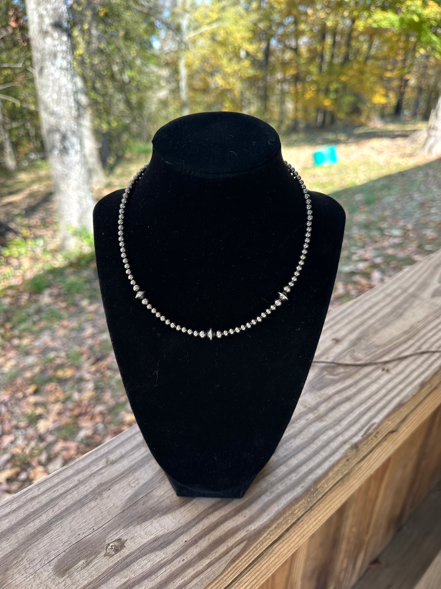 3 different size mm Sterling Silver Pearls Choker