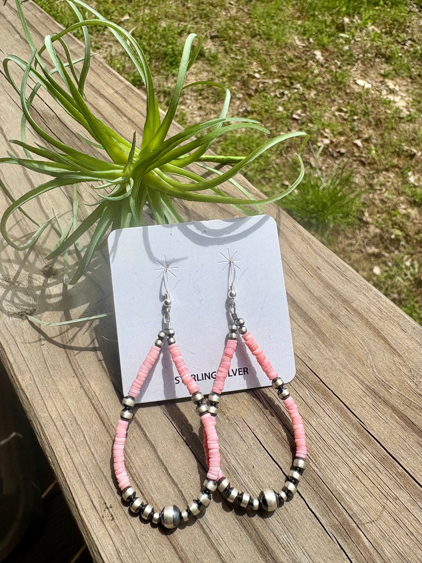Sterling Silver and Pink Conch Earrings