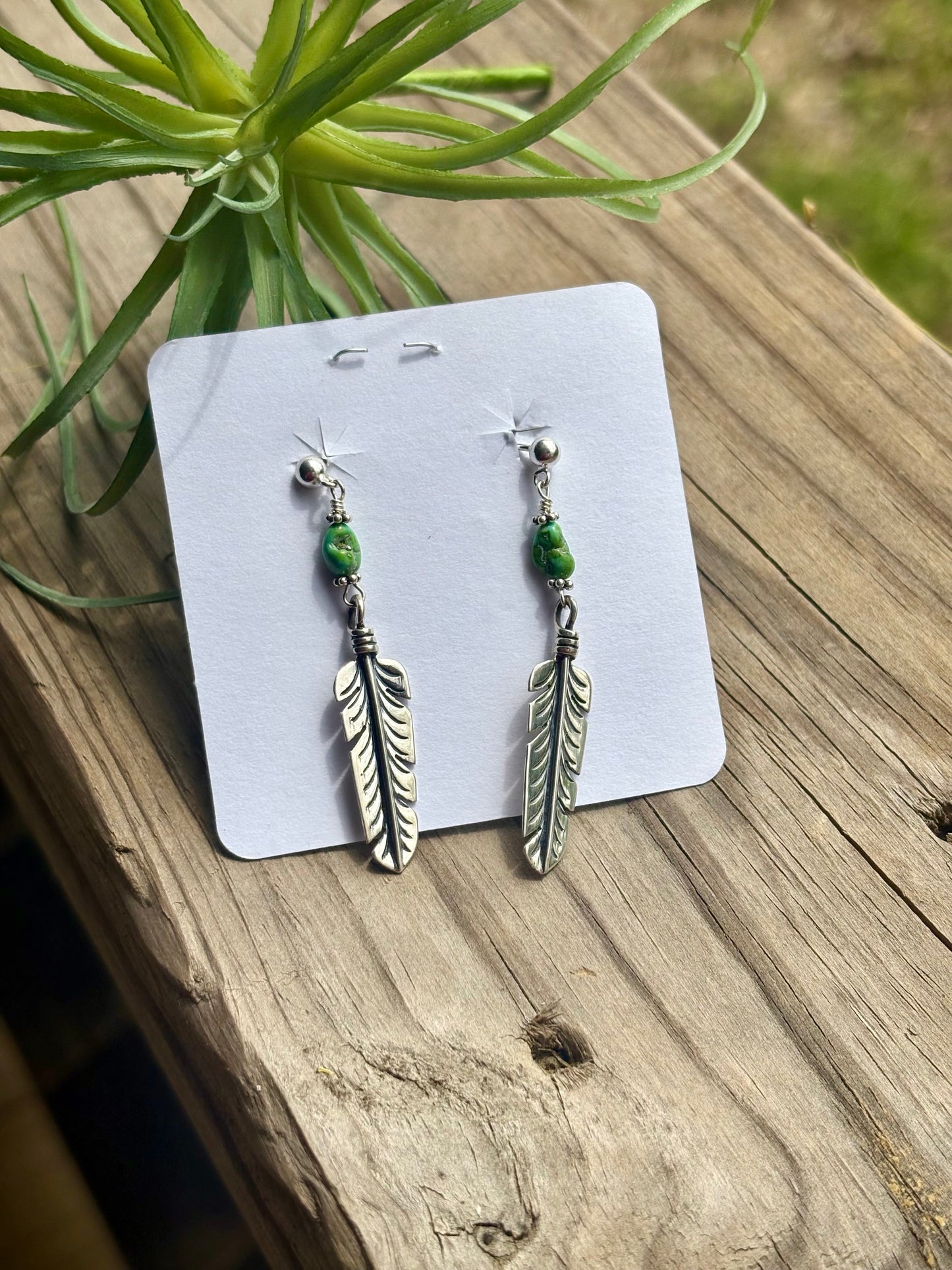 Tyrone Turquoise Small Feather Earrings
