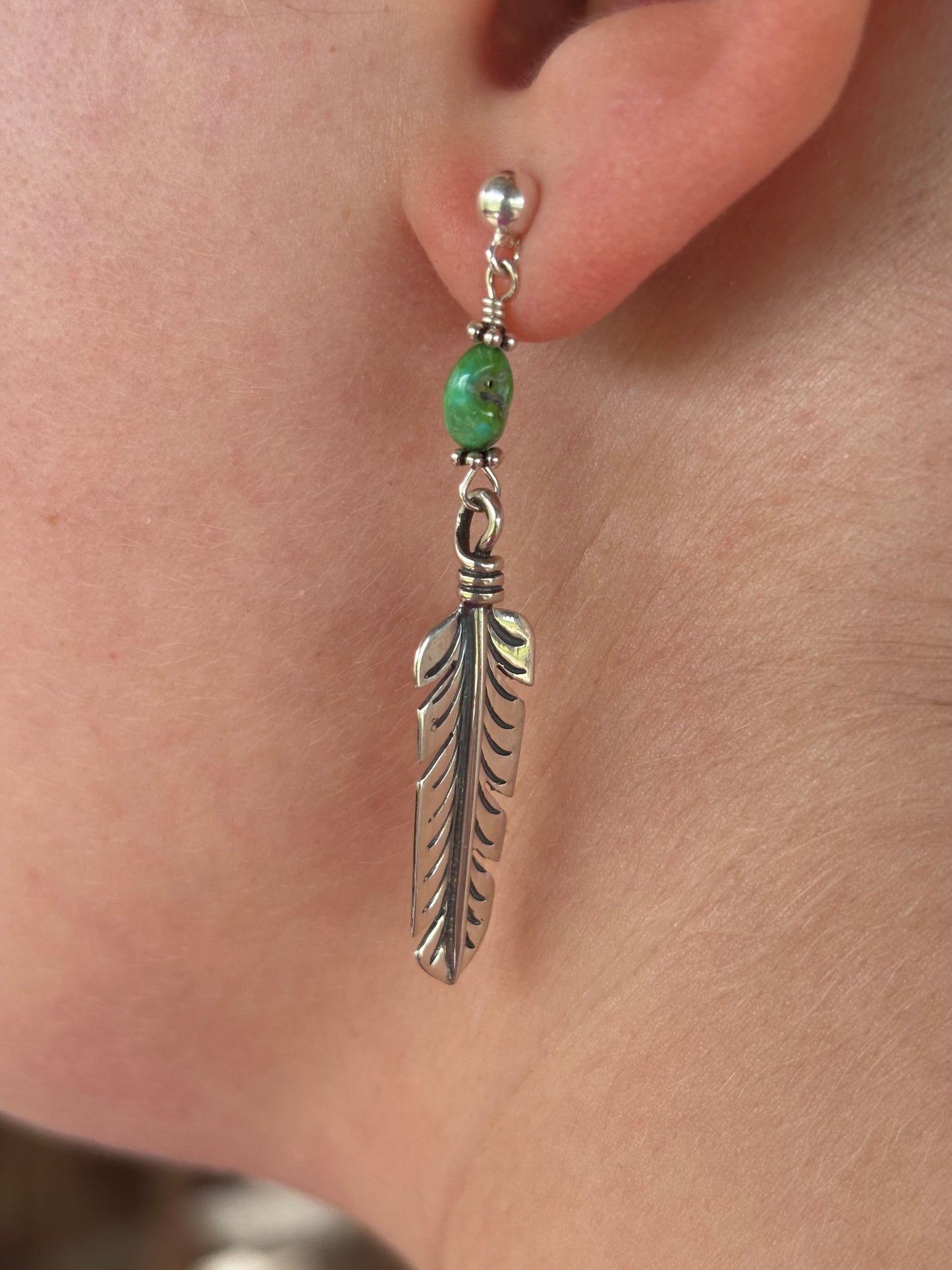 Tyrone Turquoise Small Feather Earrings