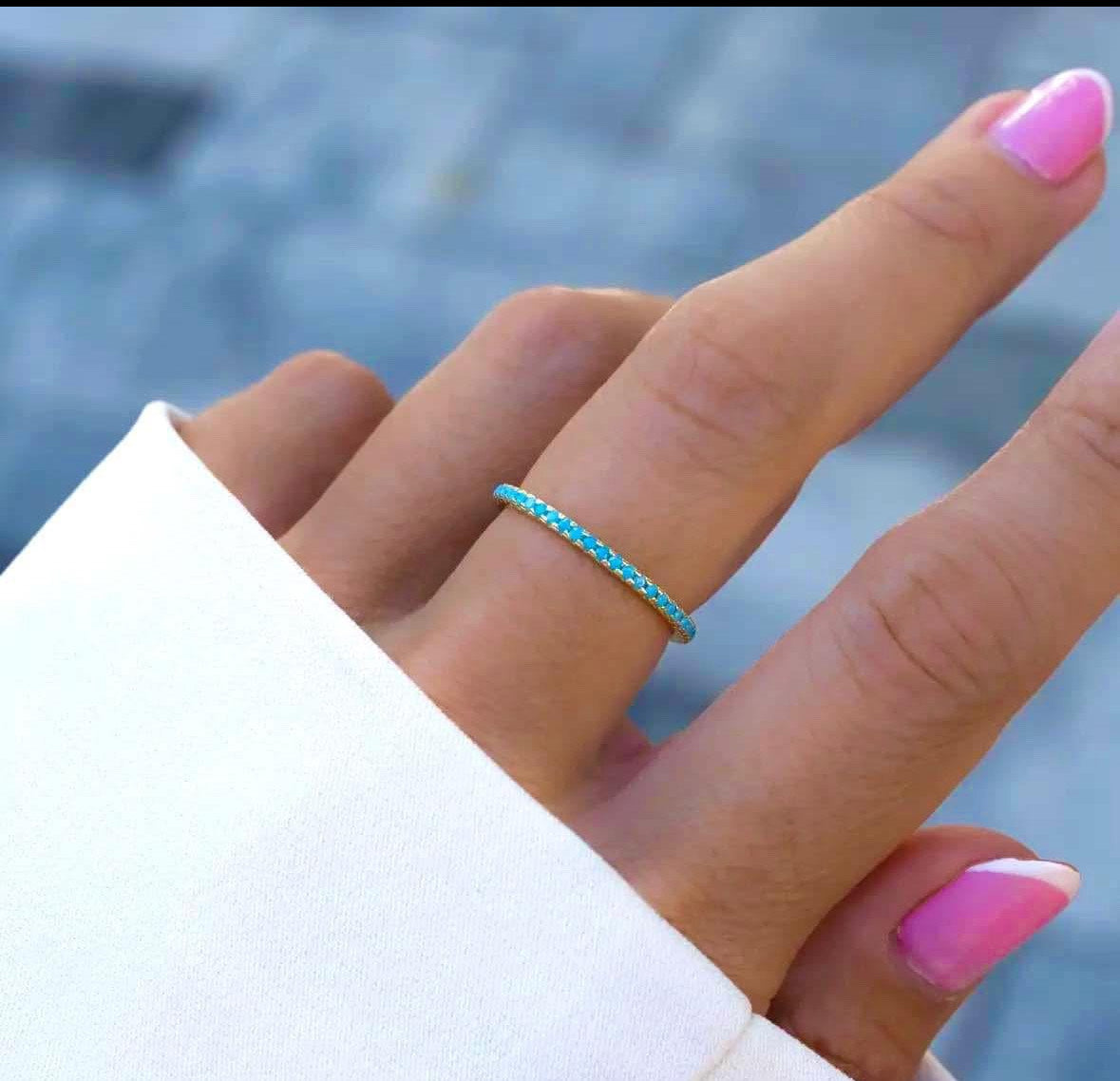 Turquoise Eternity Ring Gold