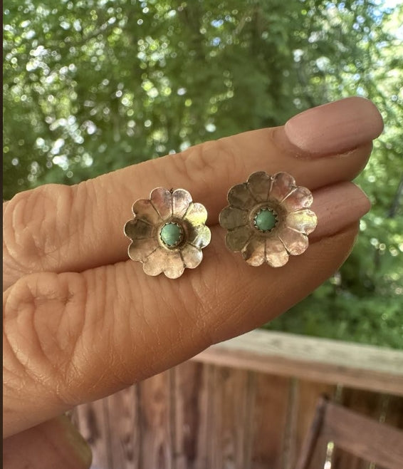Sterling Silver Turquoise Flower Earrings