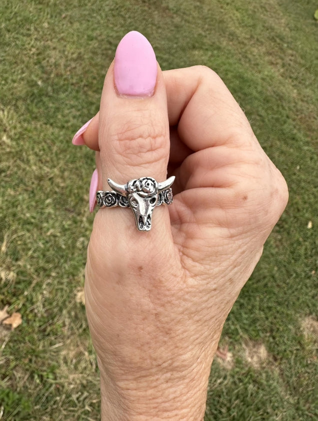 American made Sterling Silver Steer Ring