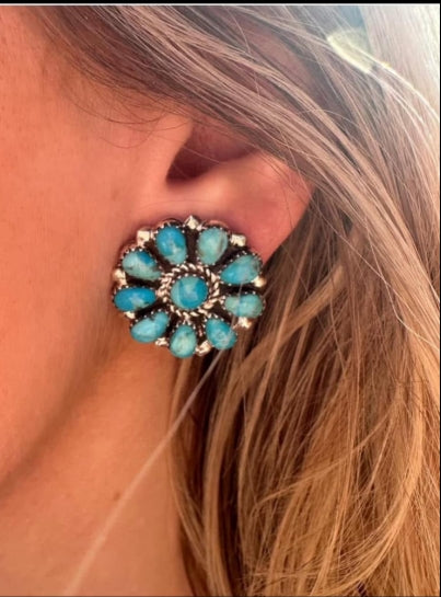 T. Williams Cluster Earrings Green