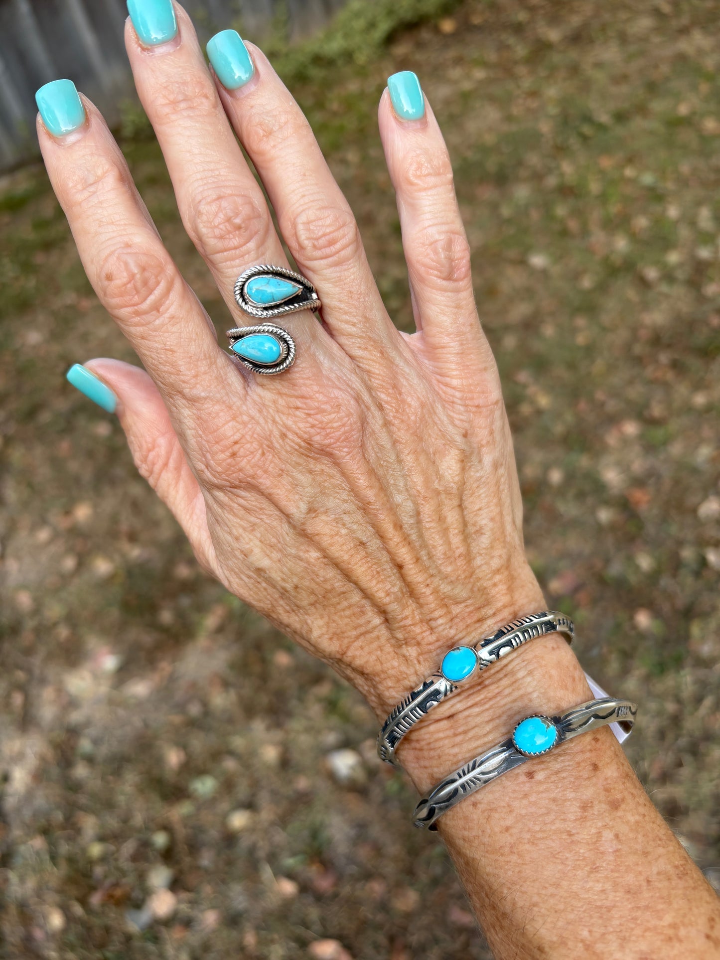 Navajo made Bypass Ring Stamped Z