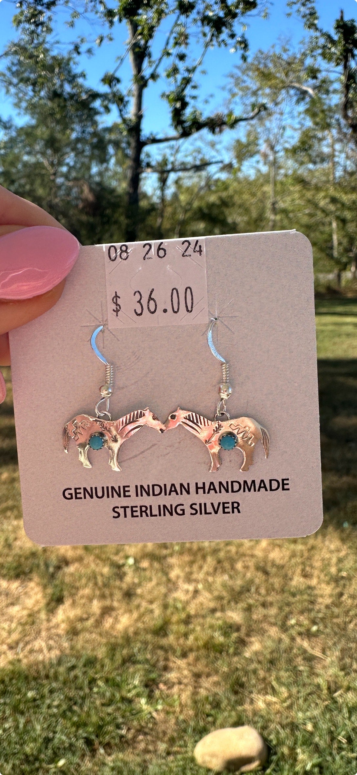 Authentic Sterling Silver Kingman Silver Earrings Horses
