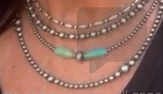 15-Inch Sterling Silver Pearl & Blue Turquoise Torpedo Choker