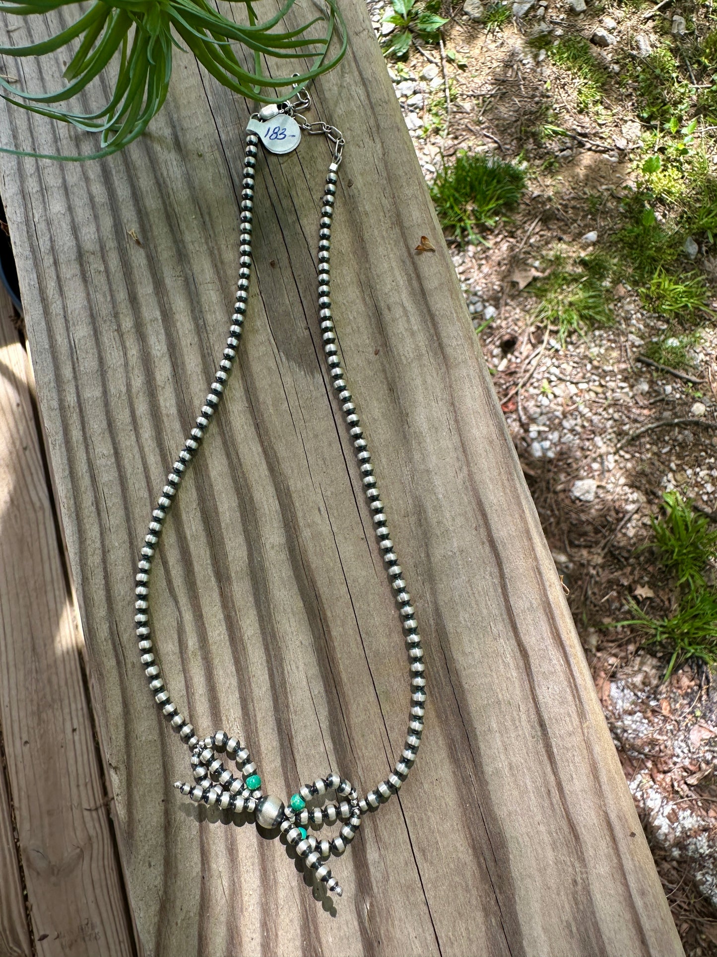 Tyrone Turquoise Sterling Silver Bow Necklace