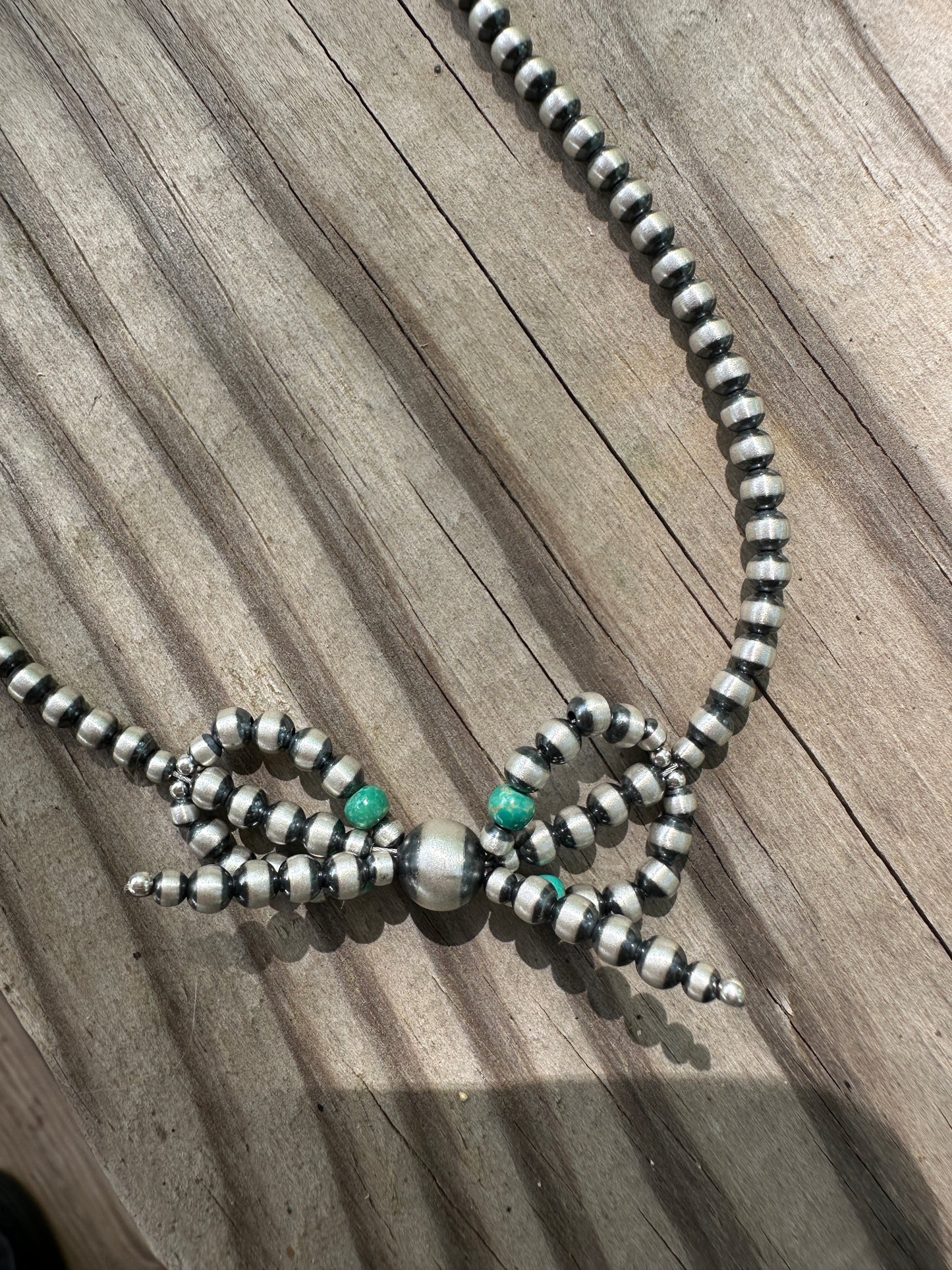 Tyrone Turquoise Sterling Silver Bow Necklace
