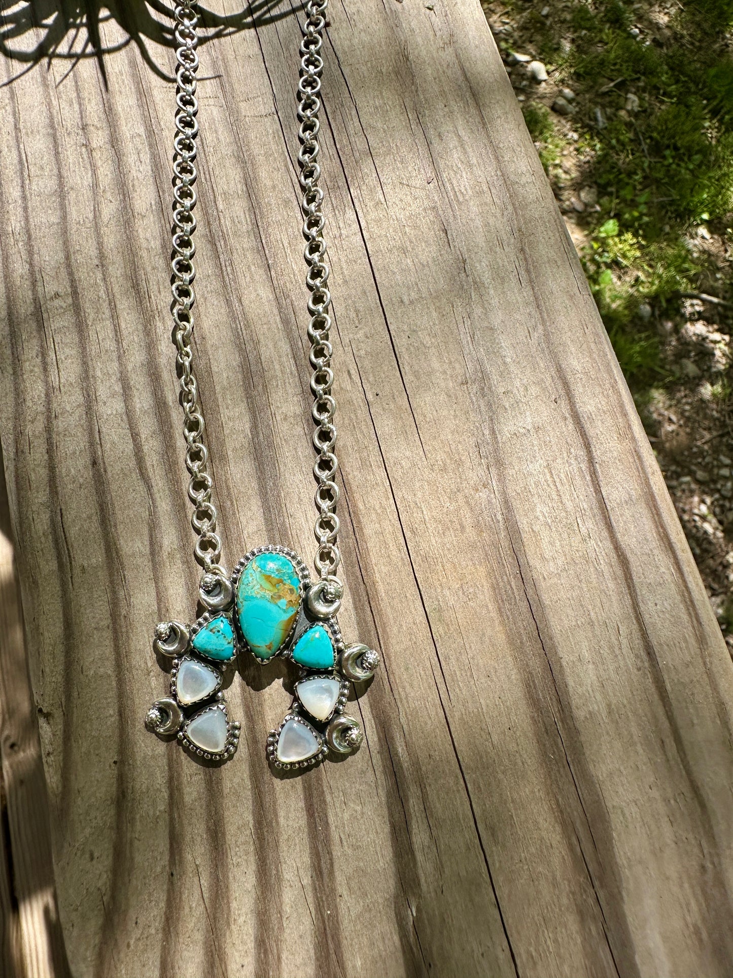 Mother of Pearl and Kingman Turquoise Necklace