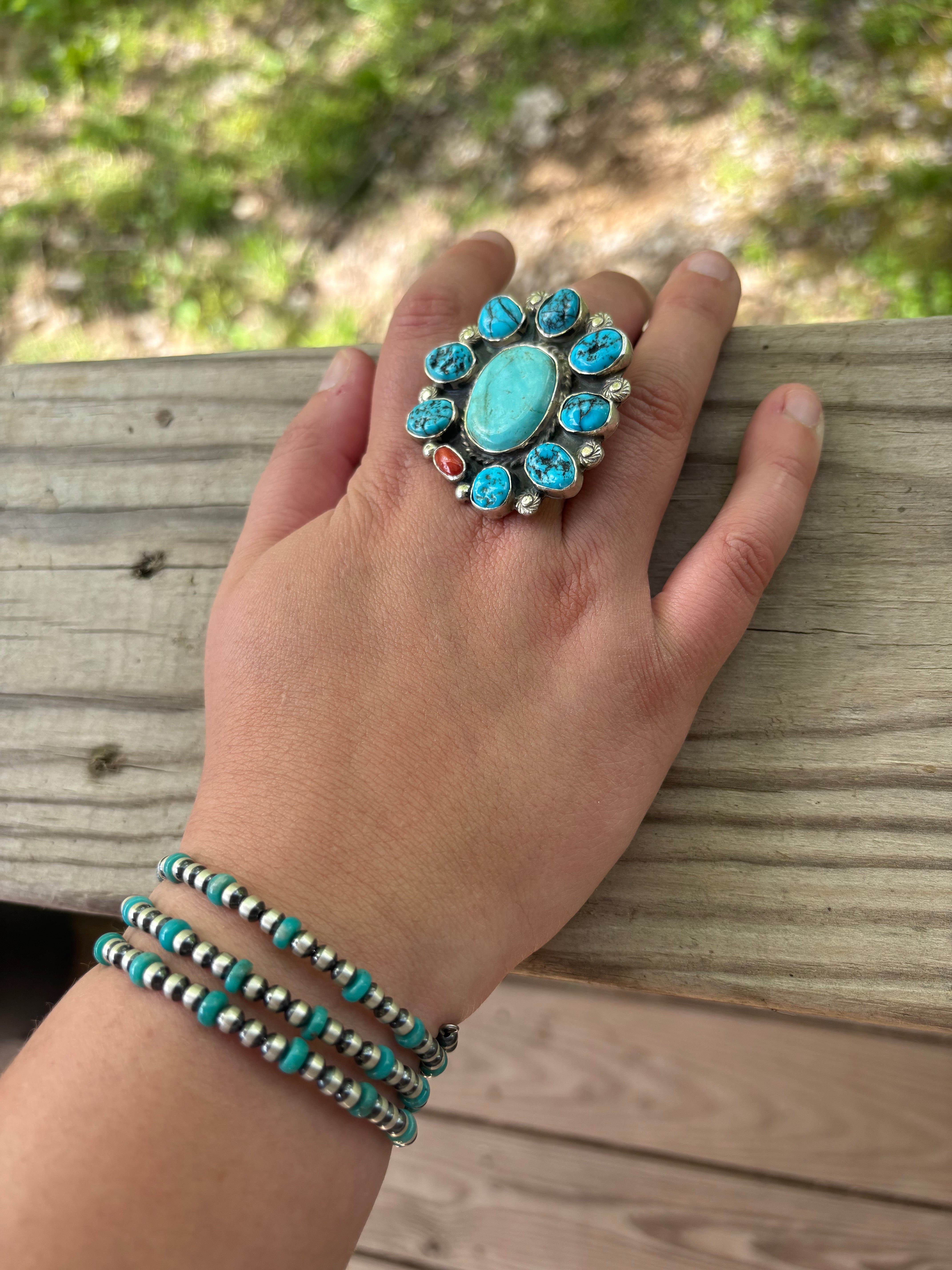 Sleeping Beauty Ring made by Robert Yellowhorse – Rafter JE Traders