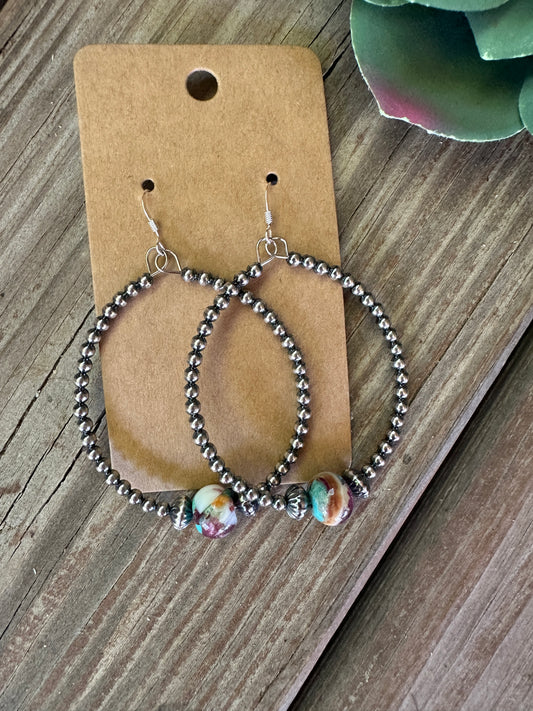 Smaller Sterling Silver Pearls Hoops with Mojave