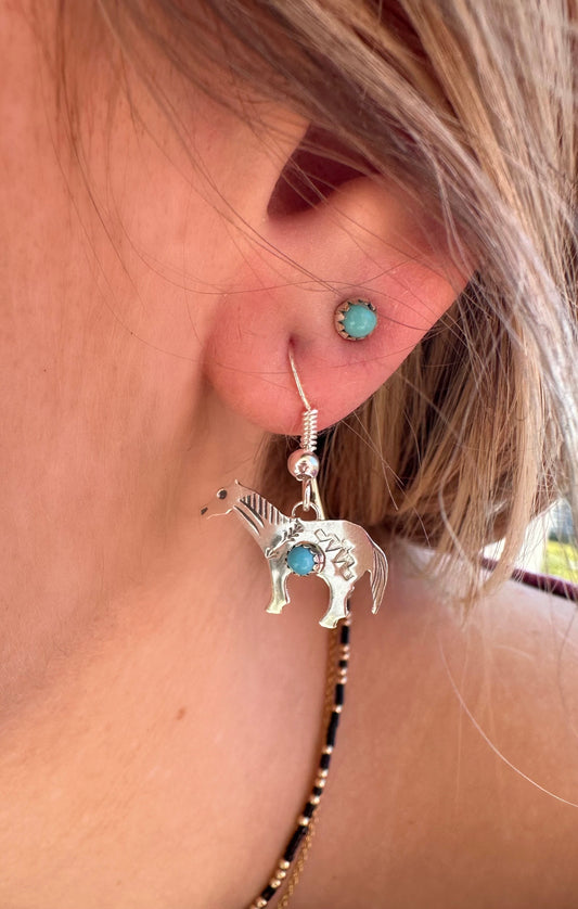 Authentic Sterling Silver Kingman Silver Earrings Horses