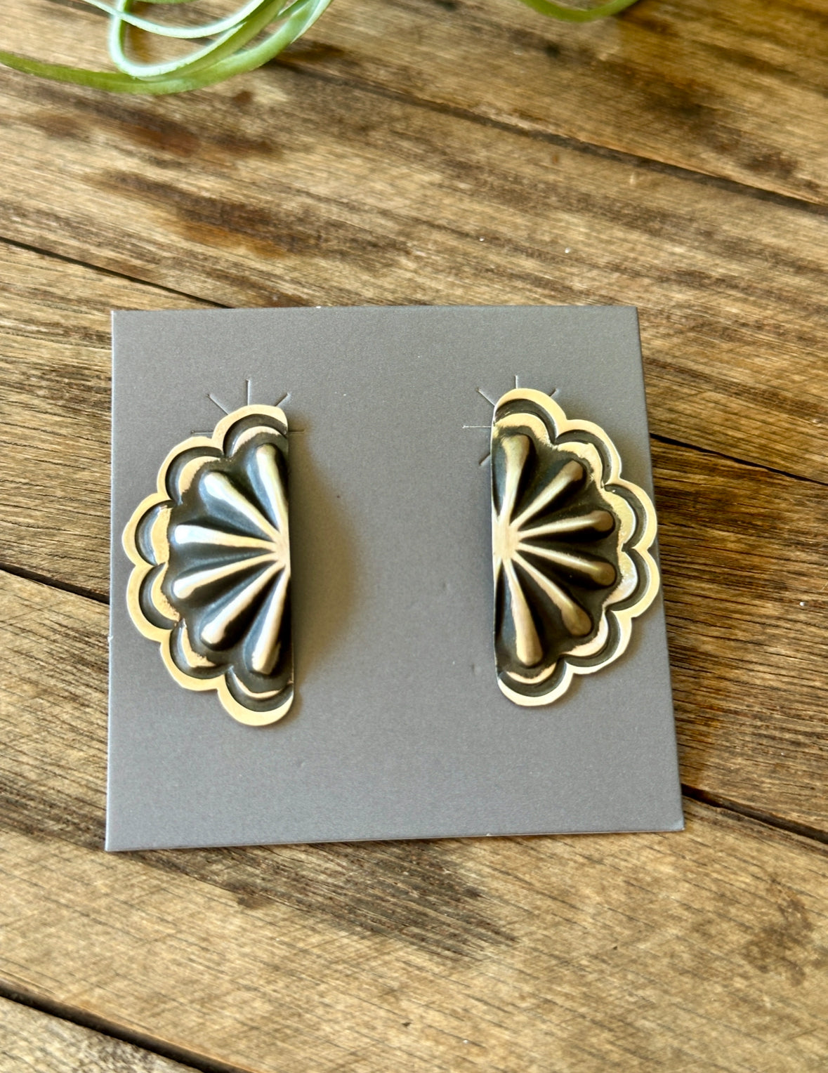 Leandra Tahe half concho stud earrings