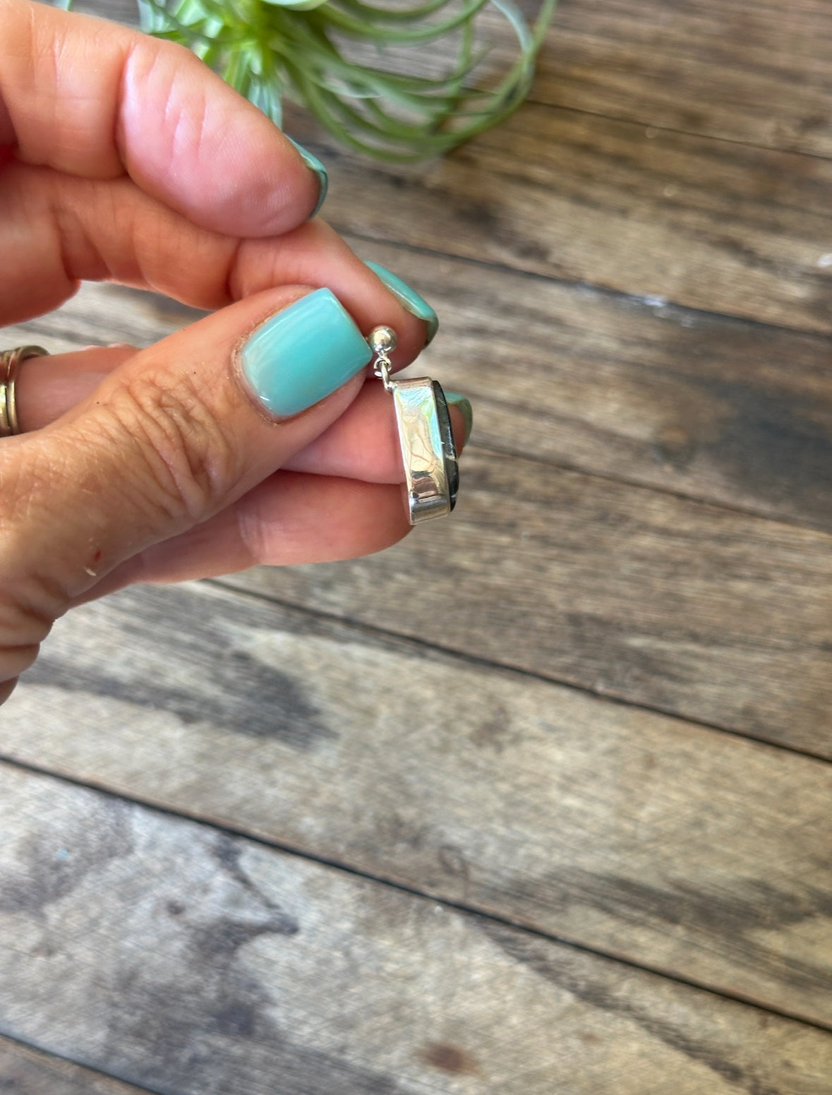 Beautiful white buffalo native made post earrings