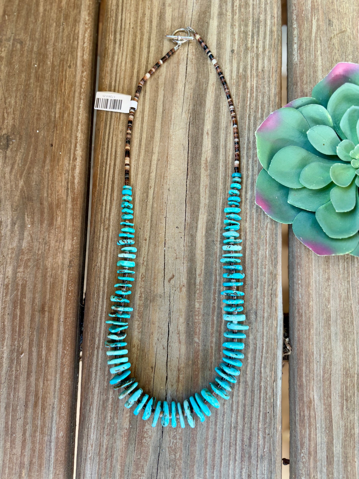 Shell & Turquoise Graduated Necklace 23"