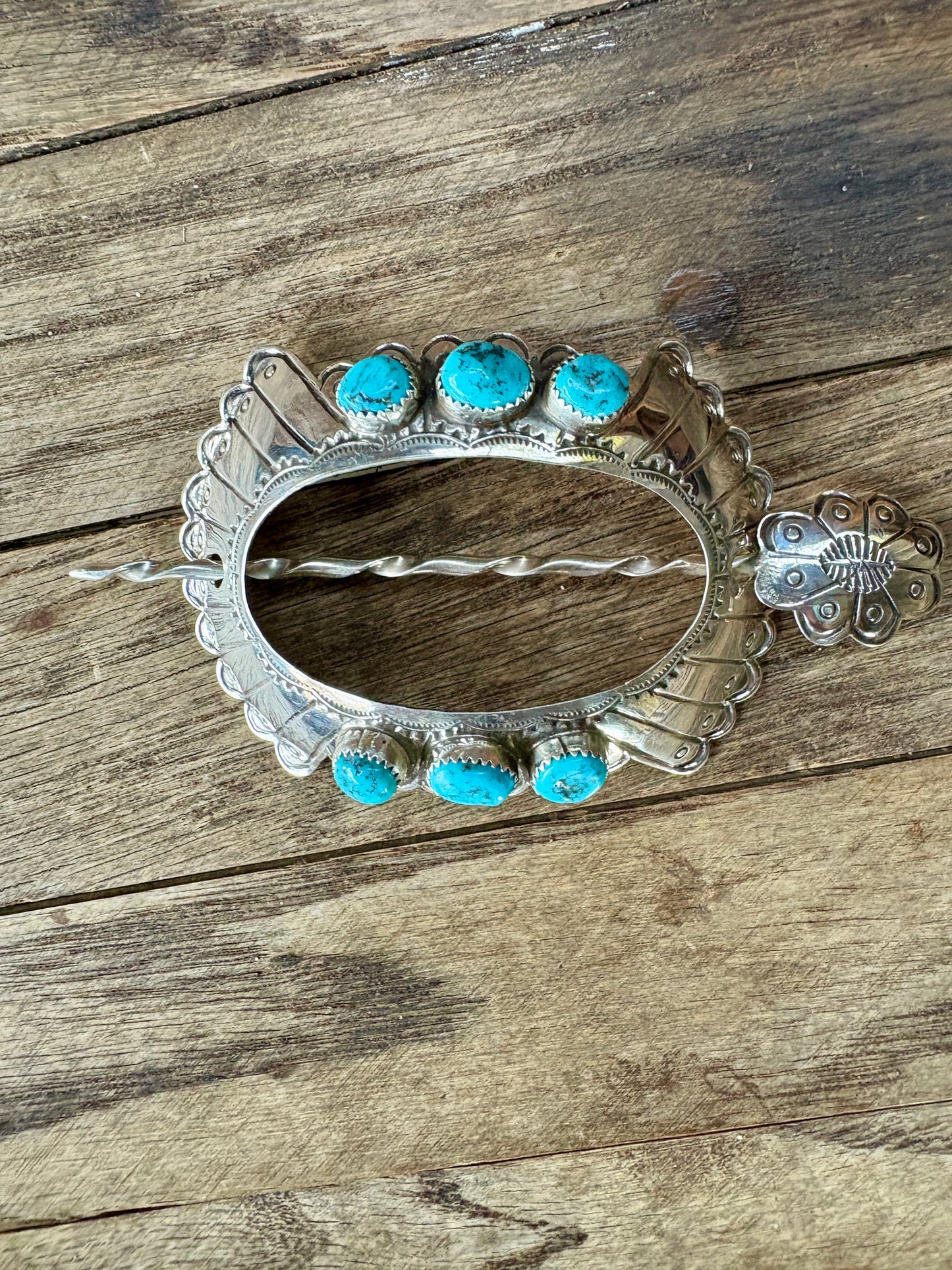 Turquoise & Sterling Silver Hair Pin - Jolene Begay
