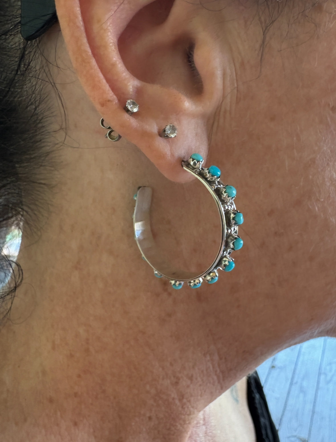Beautiful Zuni Hoop Earrings