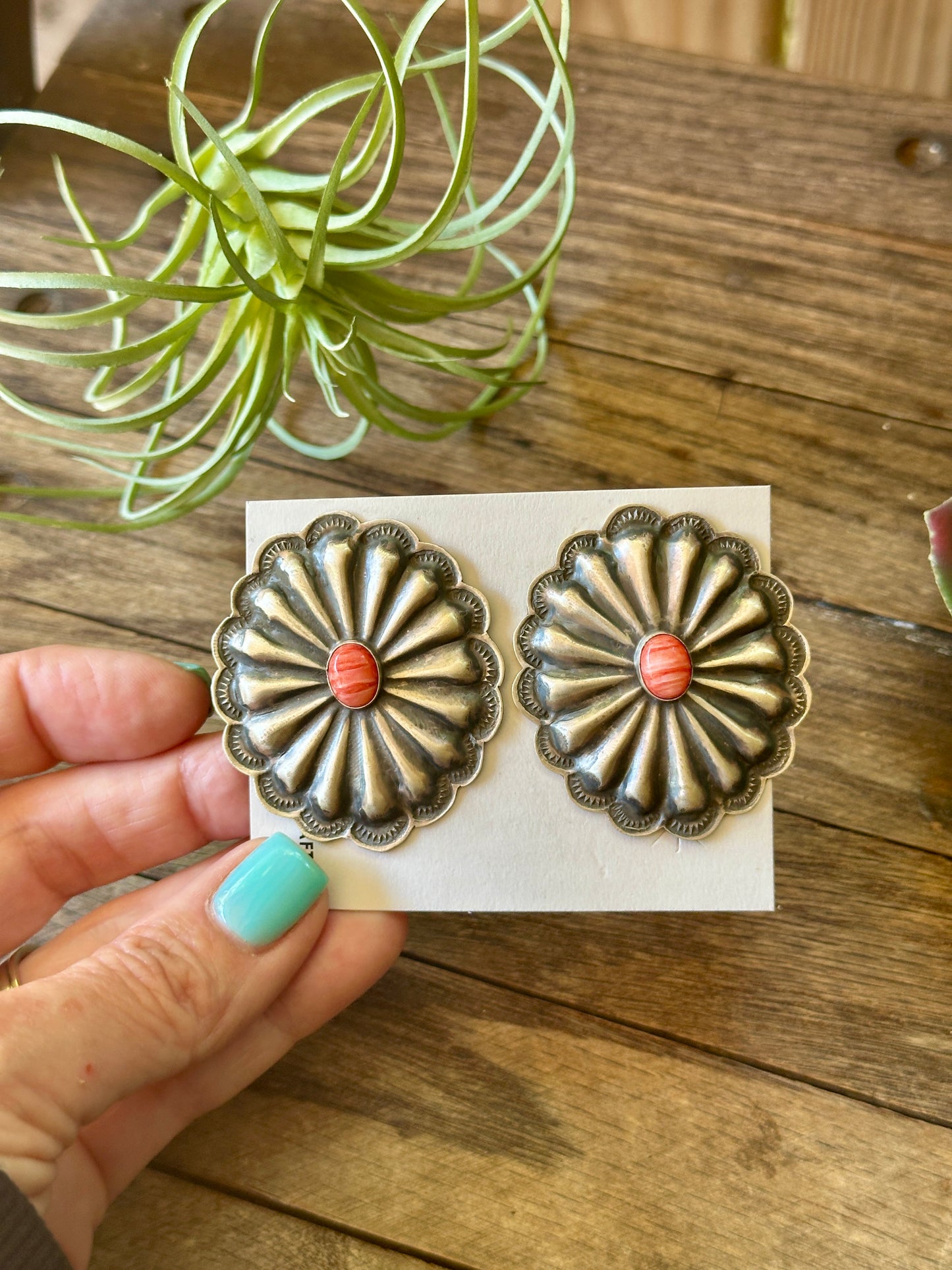 Large Native Concho Spiney Earrings