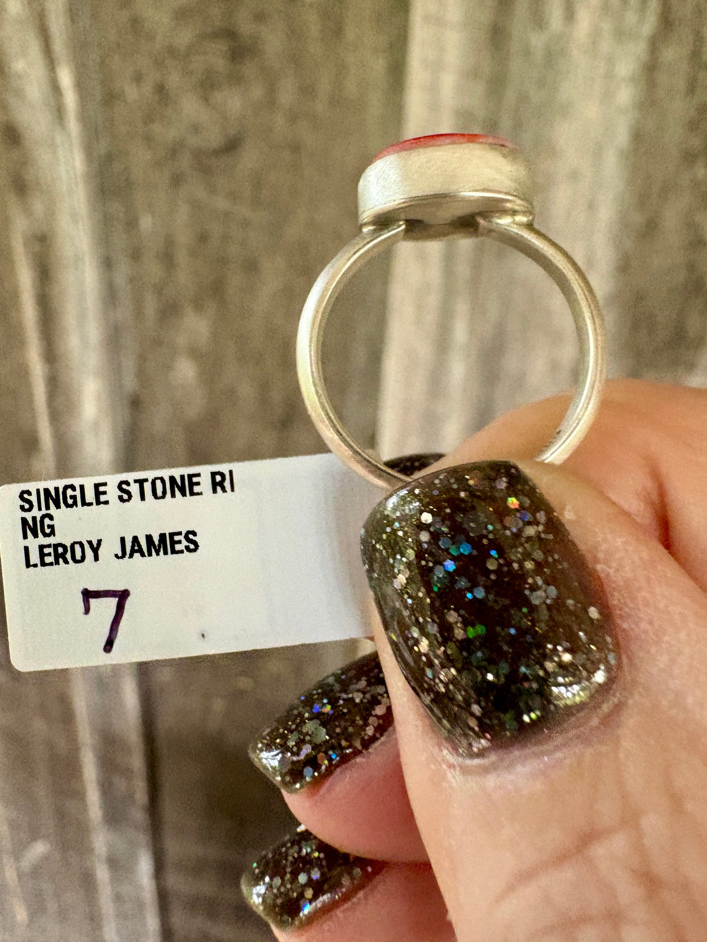 Red Spiney Ring Made by Leroy James