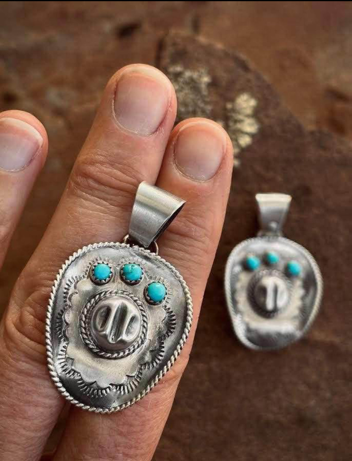 Kingman Turquoise Cowgirl Hat Pendant