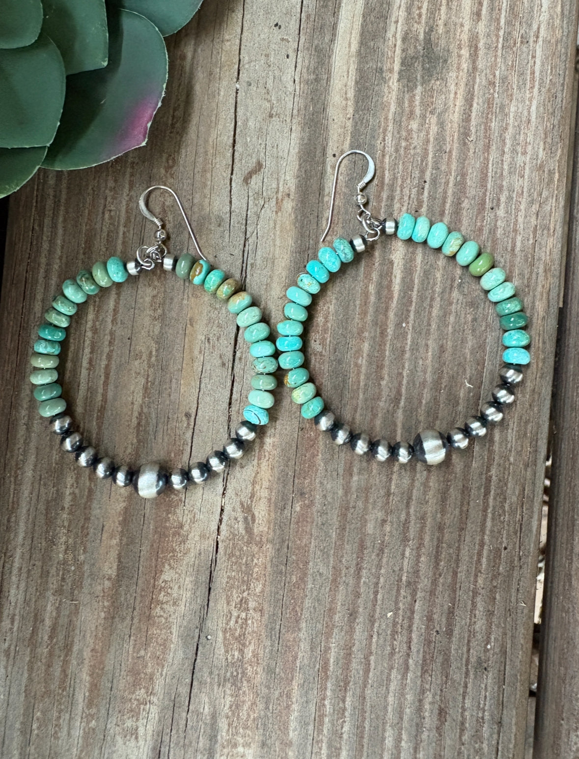 Sonoran Gold Hoops - 2 Inch Round with Sterling Silver and Pearl Accents