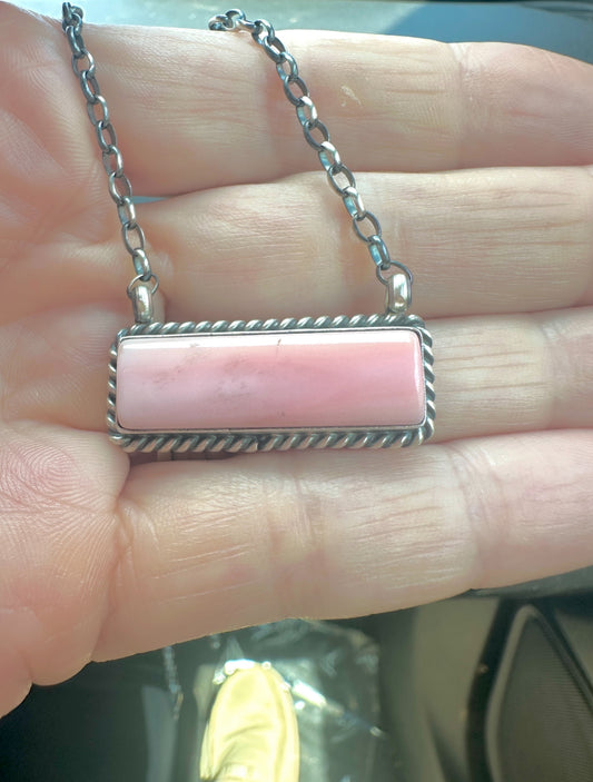 Pink Conch Bar Necklace