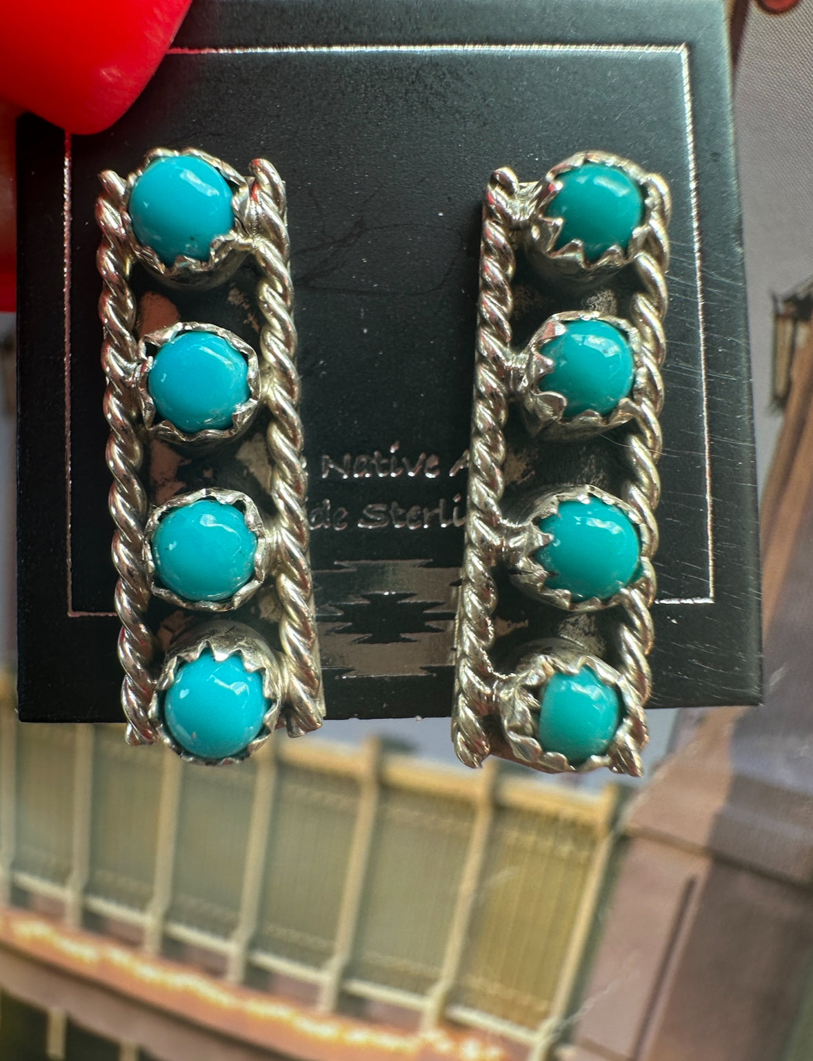 Authentic Navajo Sterling Silver Post Earrings by Esther White - Handmade Native American Jewelry