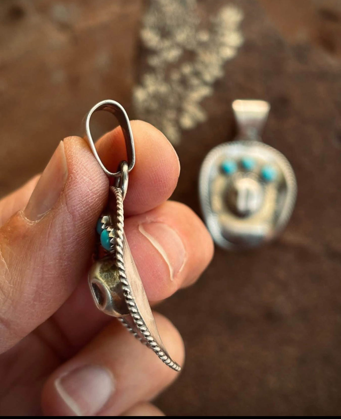 Kingman Turquoise Cowgirl Hat Pendant