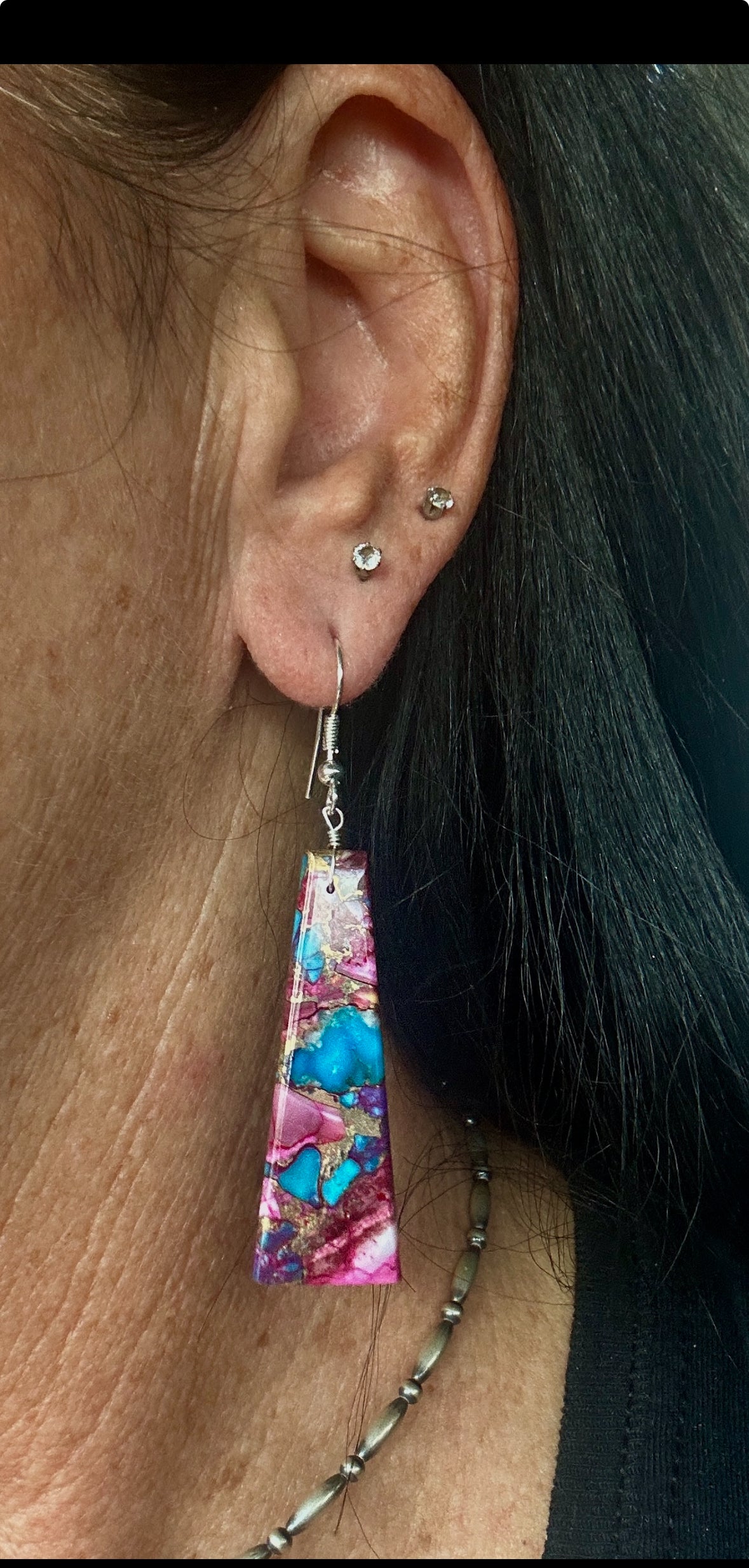 Beautiful Dahlia Slab earrings Navajo made