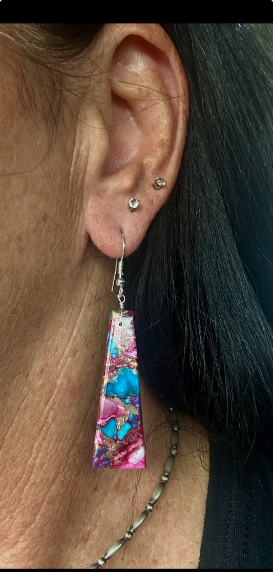 Beautiful Dahlia Slab earrings Navajo made