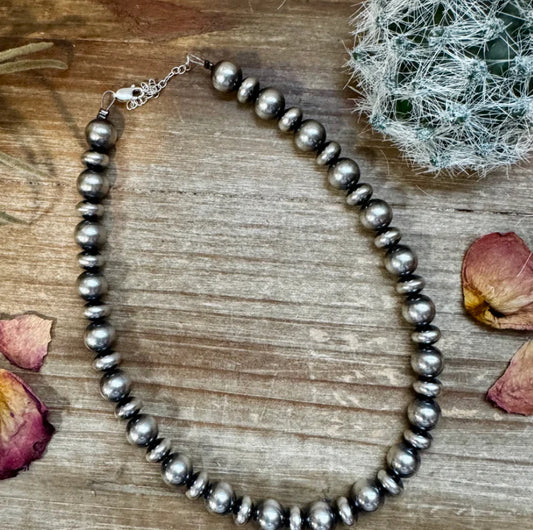 14 inch Choker 10 mm and 10 mm Saucer Sterling Silver Pearls Necklace