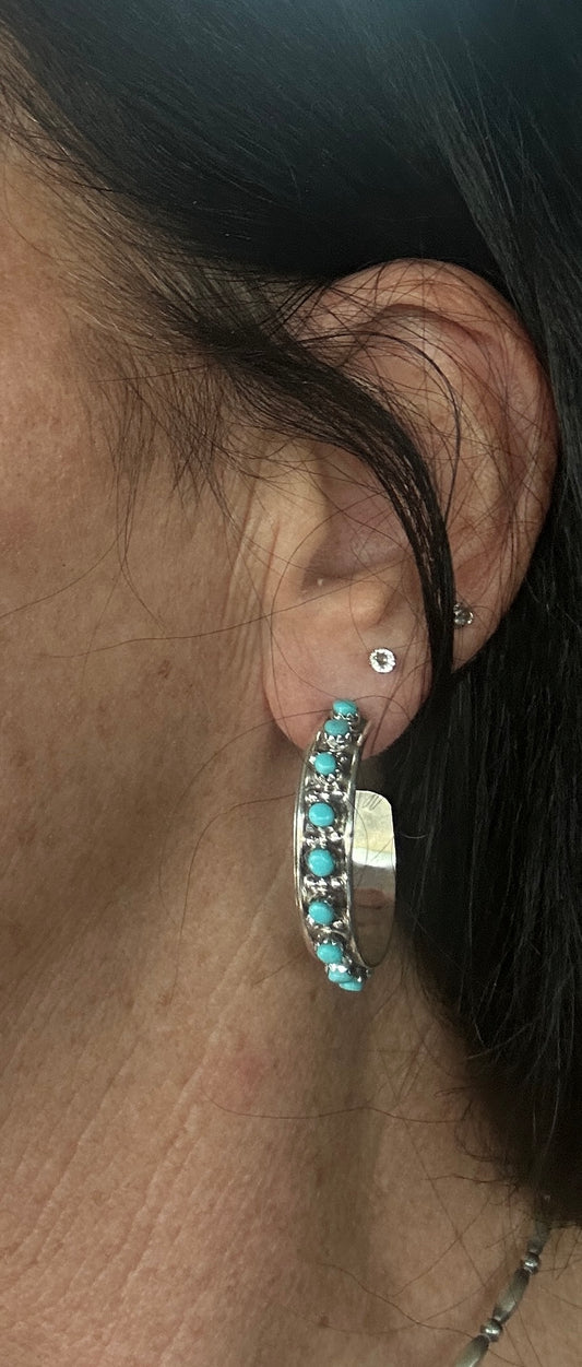 Beautiful Zuni Hoop Earrings