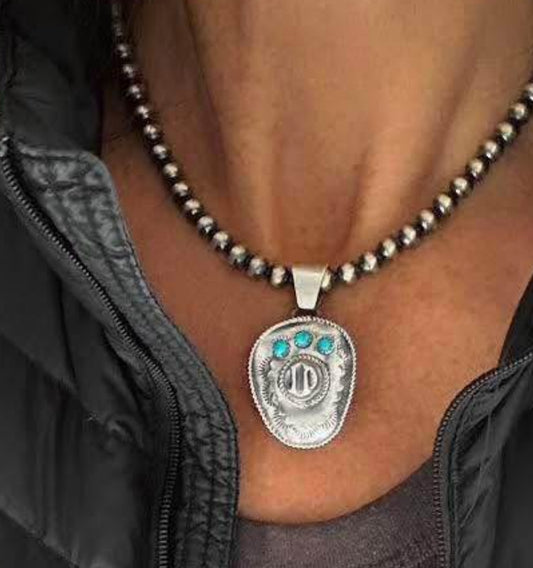Kingman Turquoise Cowgirl Hat Pendant